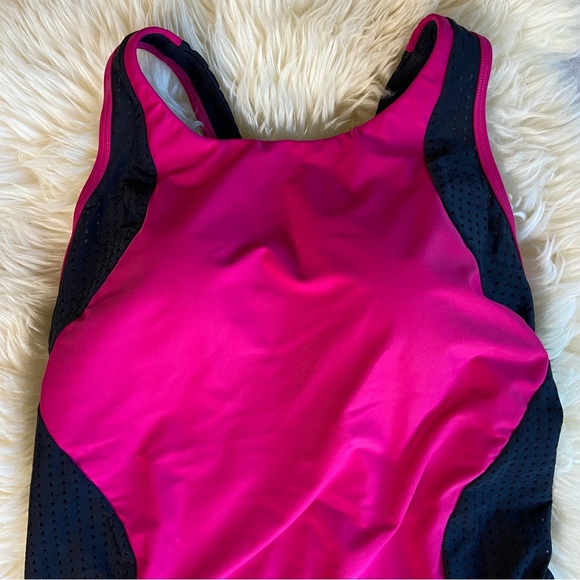 NIKE Hydralock Sculpt Mesh Racerback One Pc Swimsuit Black/Pink L - Picture 4 of 10
